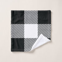 Black and White Buffalo Plaid Bath Towel Set, Zazzle