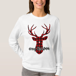 Buffalo Plaid Christmas Reindeer Sweatshirt T-Shirt