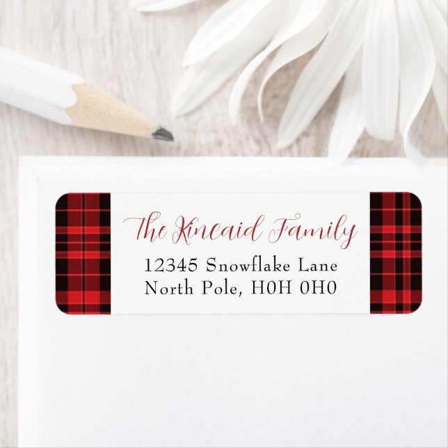 Buffalo Plaid Christmas Return Address Label (Insitu)