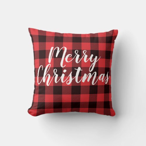 Buffalo Plaid Christmas Throw Pillow