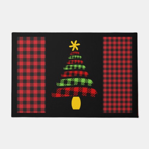 Buffalo Plaid Christmas Tree Doormat