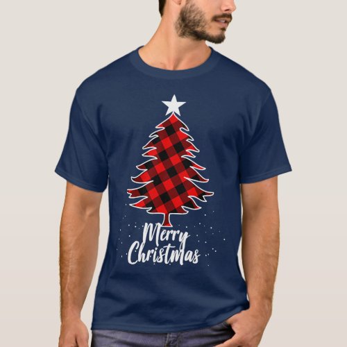 Buffalo Plaid Christmas Tree For Mom Dad And Kids T_Shirt