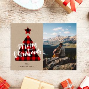 Buffalo Plaid Christmas Tree Holiday Photo Card