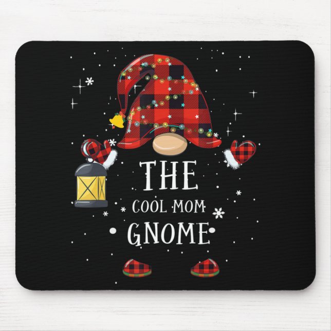 Buffalo Plaid Christmas Tree Light Mom Gnome  Mouse Pad (Front)