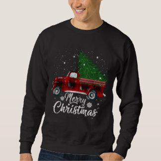 Buffalo Plaid Christmas Tree Red Truck Vintage Cos Sweatshirt