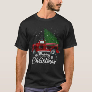 Buffalo Plaid Christmas Tree Red Truck Vintage Cos T-Shirt
