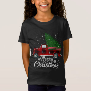 Buffalo Plaid Christmas Tree Red Truck Vintage Cos T-Shirt