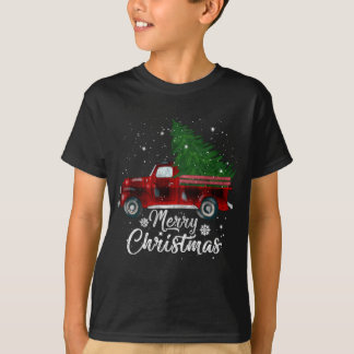 Buffalo Plaid Christmas Tree Red Truck Vintage Cos T-Shirt