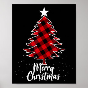 Buffalo plaid christmas tree tee for mom dad and k poster