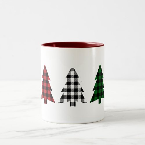 Buffalo Plaid Christmas Tree  Two_Tone Coffee Mug