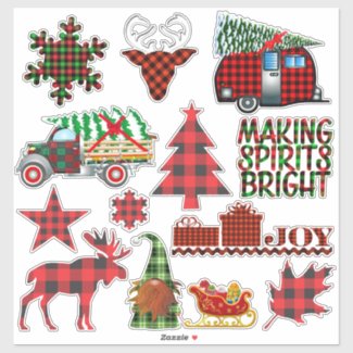Buffalo Plaid Christmas Winter Holiday Elements Sticker