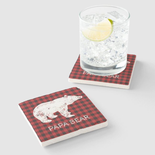 Buffalo Plaid Coaster - Papa Bear