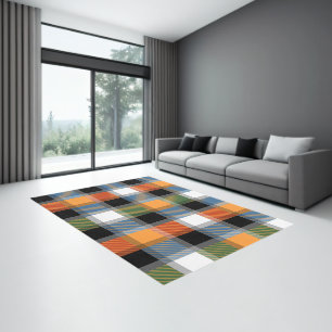 Buffalo plaid colorful geometric pattern rug
