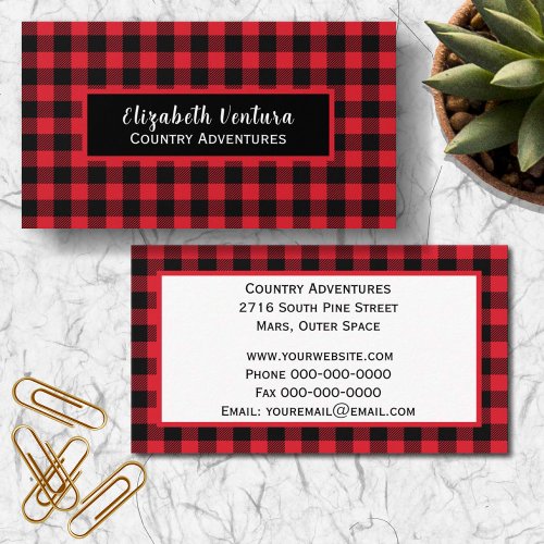 Buffalo Plaid Country Rustic Business Card
