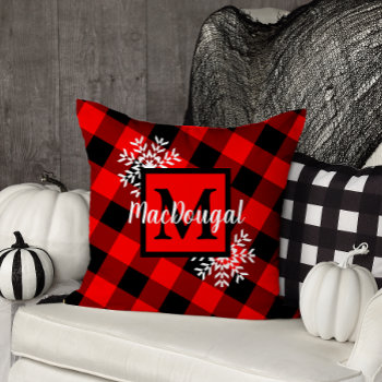Buffalo Plaid Country Western Family Name Throw Pillow by VillageDesign at Zazzle