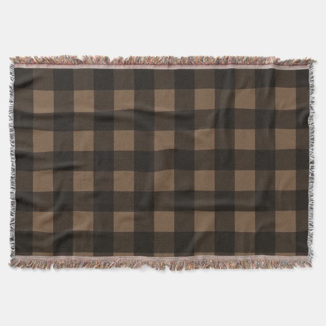 Buffalo plaid custom color brown throw blanket (Front)
