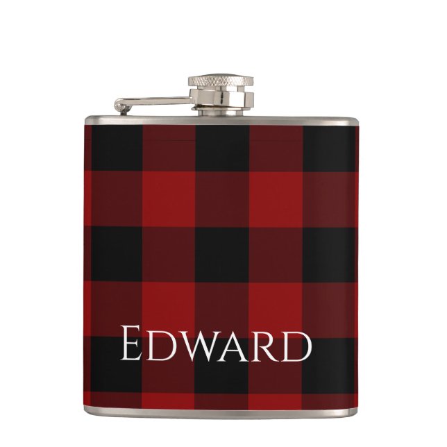 Buffalo Plaid Custom Flask (Front)