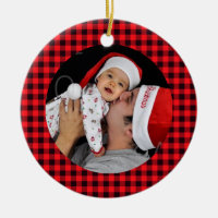 Buffalo Plaid Custom Photo Ornament
