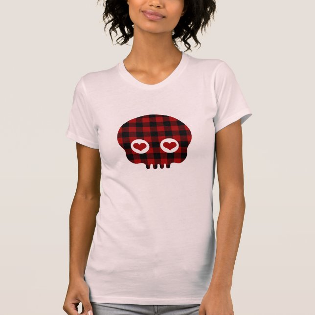 Buffalo Plaid Cute Skull T-Shirt (Front)