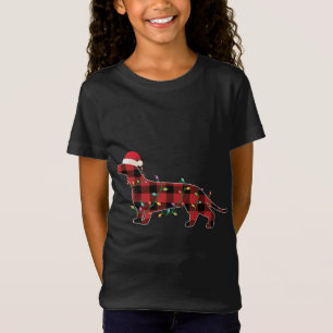 Buffalo Plaid Dachshund Funny Dog Lover Merry Chri T-Shirt