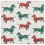 Buffalo Plaid Dachshunds Christmas Colors Fabric