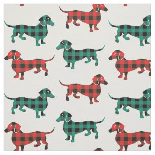 Buffalo Plaid Dachshunds Christmas Colors Fabric