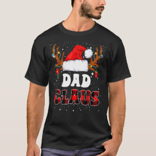 Buffalo Plaid Dad Claus Santa Hat Family Christmas T-Shirt