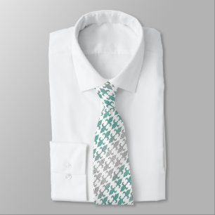 Buffalo Plaid Damask Mint Green Ombre Shade Fleur Neck Tie
