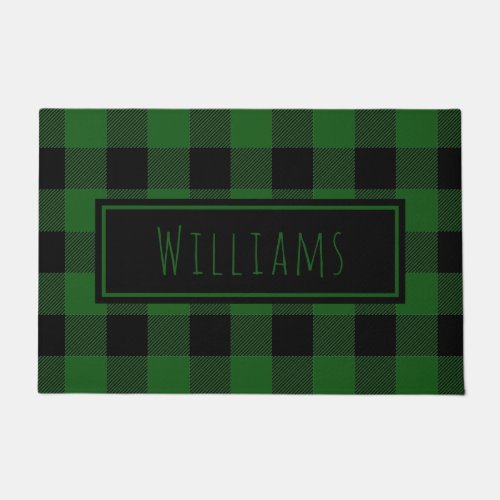 Buffalo Plaid Dark Green and Black Door Mat