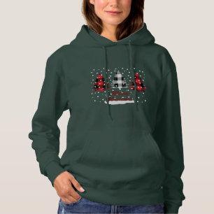 buffalo plaid decorated christmas pine trees hoodie