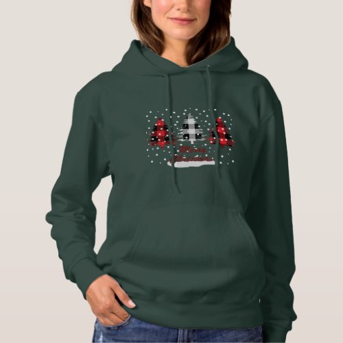 buffalo plaid decorated christmas pine trees hoodie