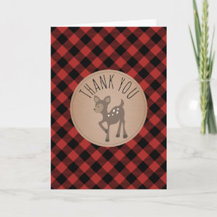 Buffalo Plaid Deer Baby Shower Thank You Card