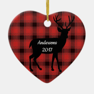 Buffalo Plaid Deer Design Ornament