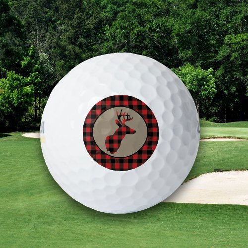 Buffalo Plaid Deer Head Golf Balls