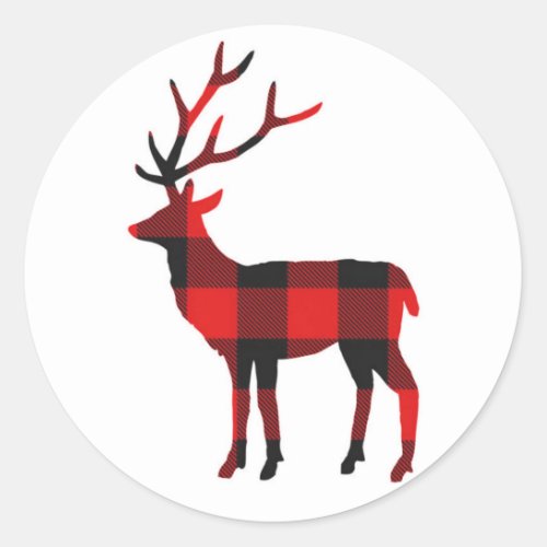 Buffalo Plaid Deer  Holiday Stickers
