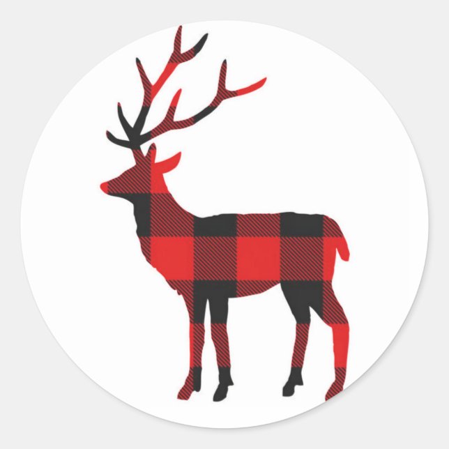 Buffalo Plaid Deer | Holiday Stickers (Front)