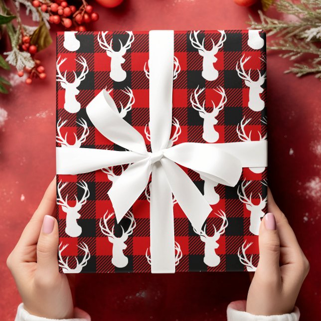 Buffalo Plaid Deer Rustic Country Woodland Wrapping Paper (Creator Uploaded)