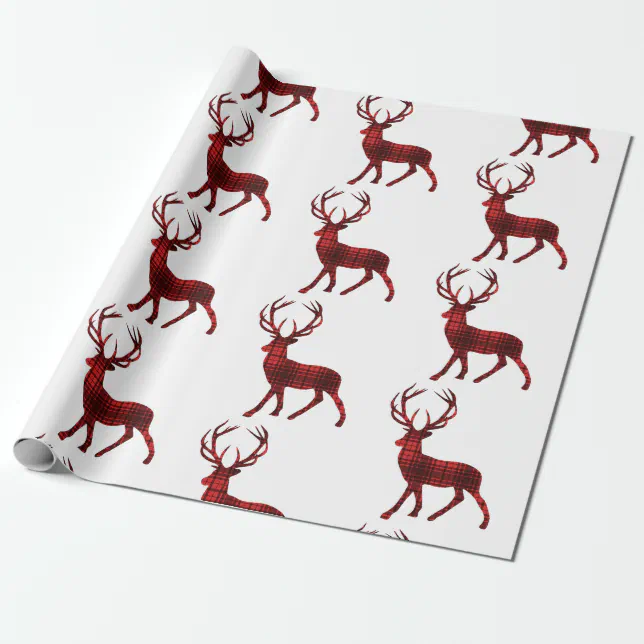 Buffalo Plaid Deer Rustic Country Woodland Wrapping Paper | Zazzle