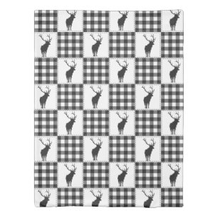 Buffalo Plaid Deer Rustic Woodland Pattern Duvet Cover