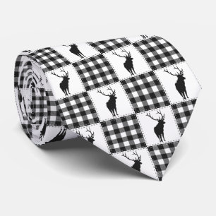 Buffalo Plaid Deer Rustic Woodland Pattern Neck Tie