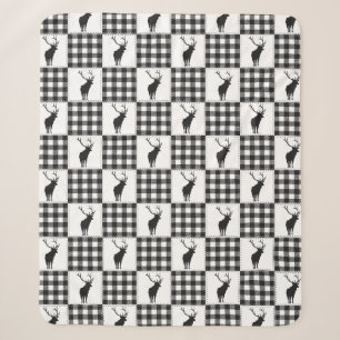 Buffalo Plaid Deer Rustic Woodland Pattern Sherpa Blanket