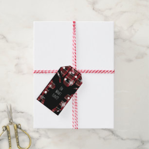 Buffalo Plaid Deer Snowflakes Christmas Party   Gift Tags