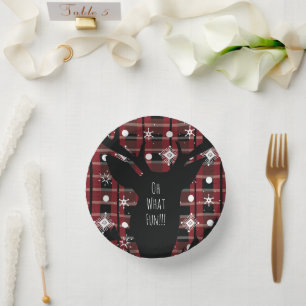 Buffalo Plaid Deer Snowflakes Christmas Party Paper Bowls