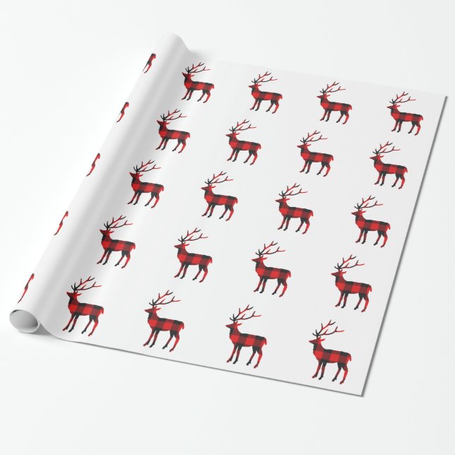 Buffalo Plaid Deer | Wrapping Paper (Unrolled)