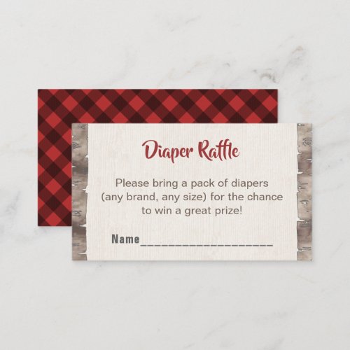 Buffalo Plaid Diaper Raffle Rustic Baby Shower Enc Enclosure Card