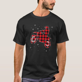 Buffalo Plaid Dirt Bike Motocross Christmas Sport T-Shirt