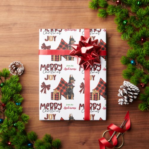Buffalo Plaid Doberman Pinscher Dog Christmas Wrapping Paper