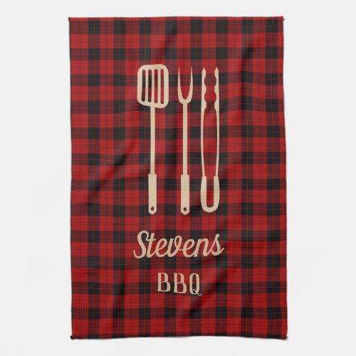 Buffalo Plaid Family Barbecue Summer Cookout Kitchen Towel