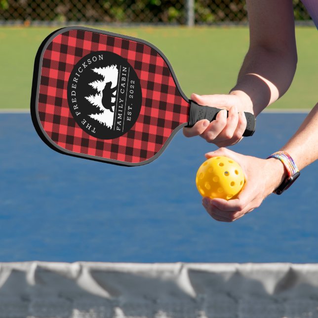 Buffalo Plaid Family Cabin Monogram  Pickleball Paddle (Insitu)