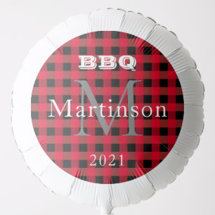 Buffalo plaid family event balloon